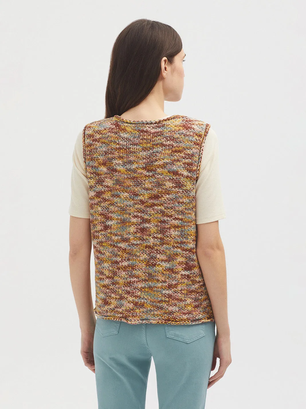 HEAVY GAUGGEE VEST W/ CROCHET | BLUE AQUAN GREEN - NICE THINGS