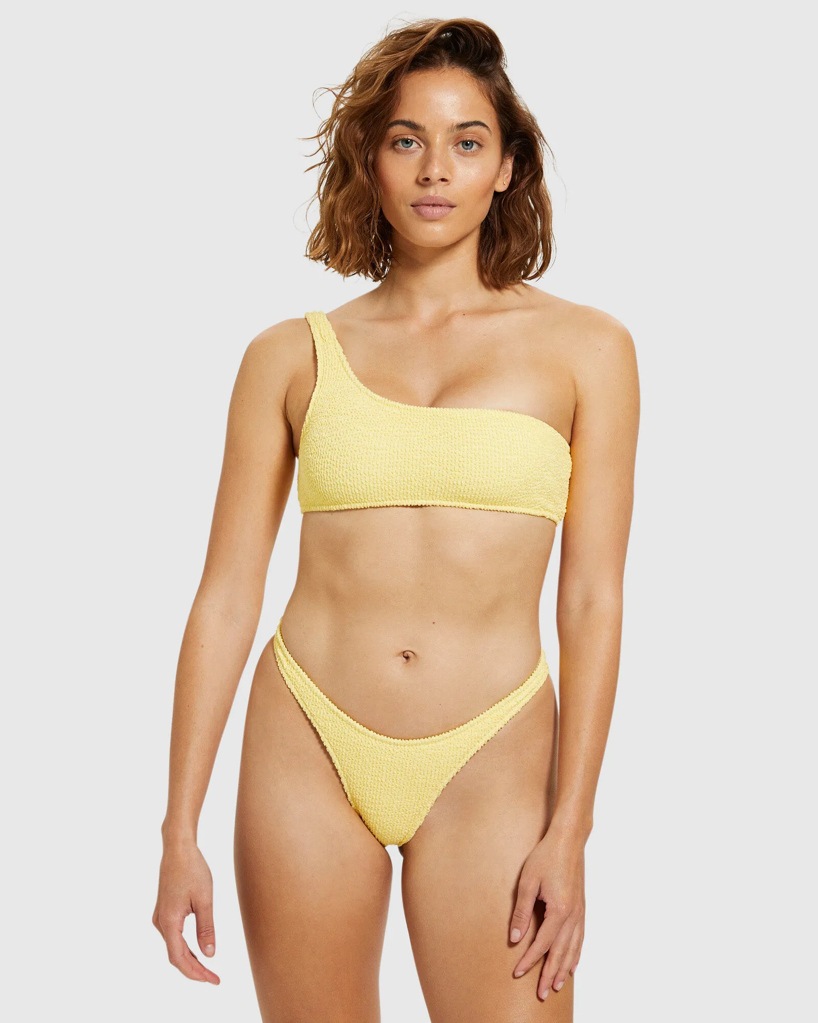 Insight Angie Shirred Asymmetric Bikini Yellow