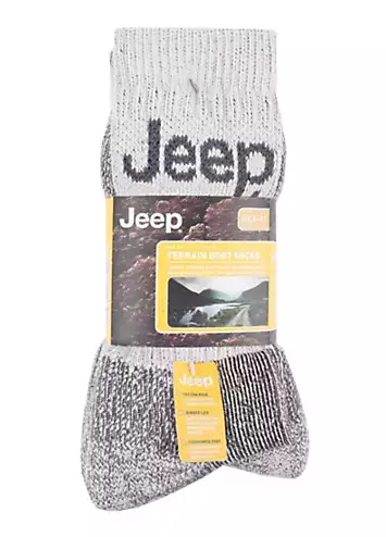 Jeep Mens 3 Pack Ecru/Grey Luxury Terrani Boot Socks | Look Again