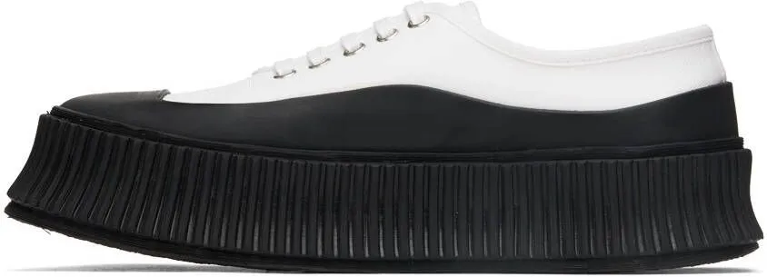 Jil Sander White Canvas Platform Sneakers