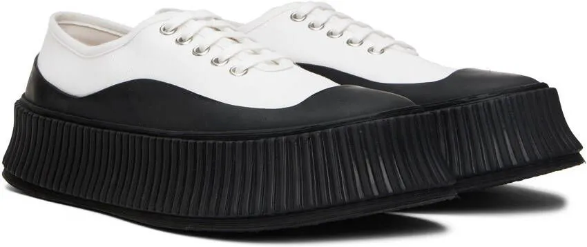 Jil Sander White Canvas Platform Sneakers