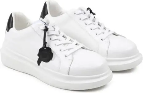 Karl Lagerfeld Kids logo-print leather sneakers White