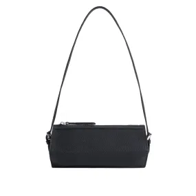 --Karo black flat grain leather bag-