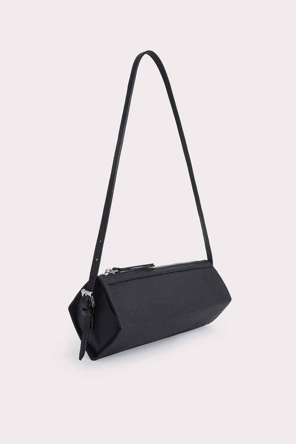 --Karo black flat grain leather bag-