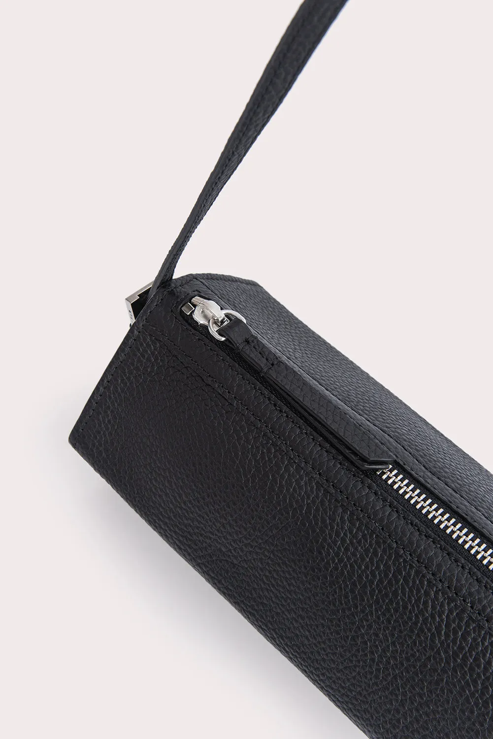 --Karo black flat grain leather bag-