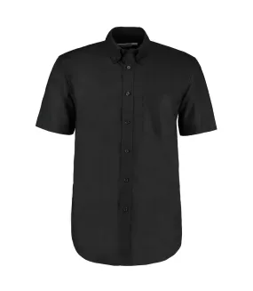 Kit mens workwear oxford short sleeve shirt black Kustom