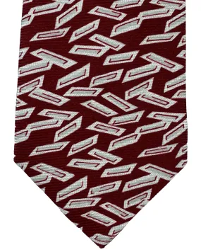 Kiton Silk Tie Maroon Gray Geometric Design - Sevenfold Necktie SALE