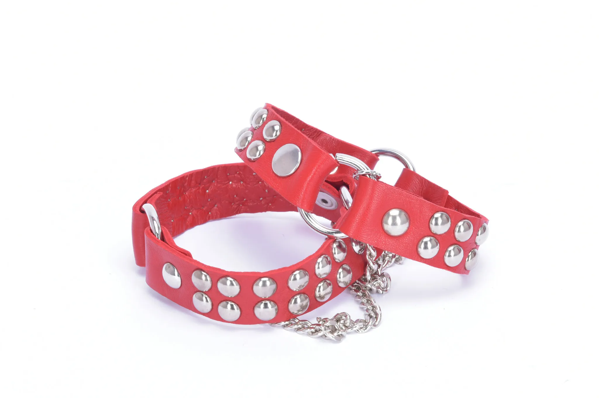 LEATHER BOOT BELT LEA - 2CM - SINGLE CHAIN - RED NAPPA