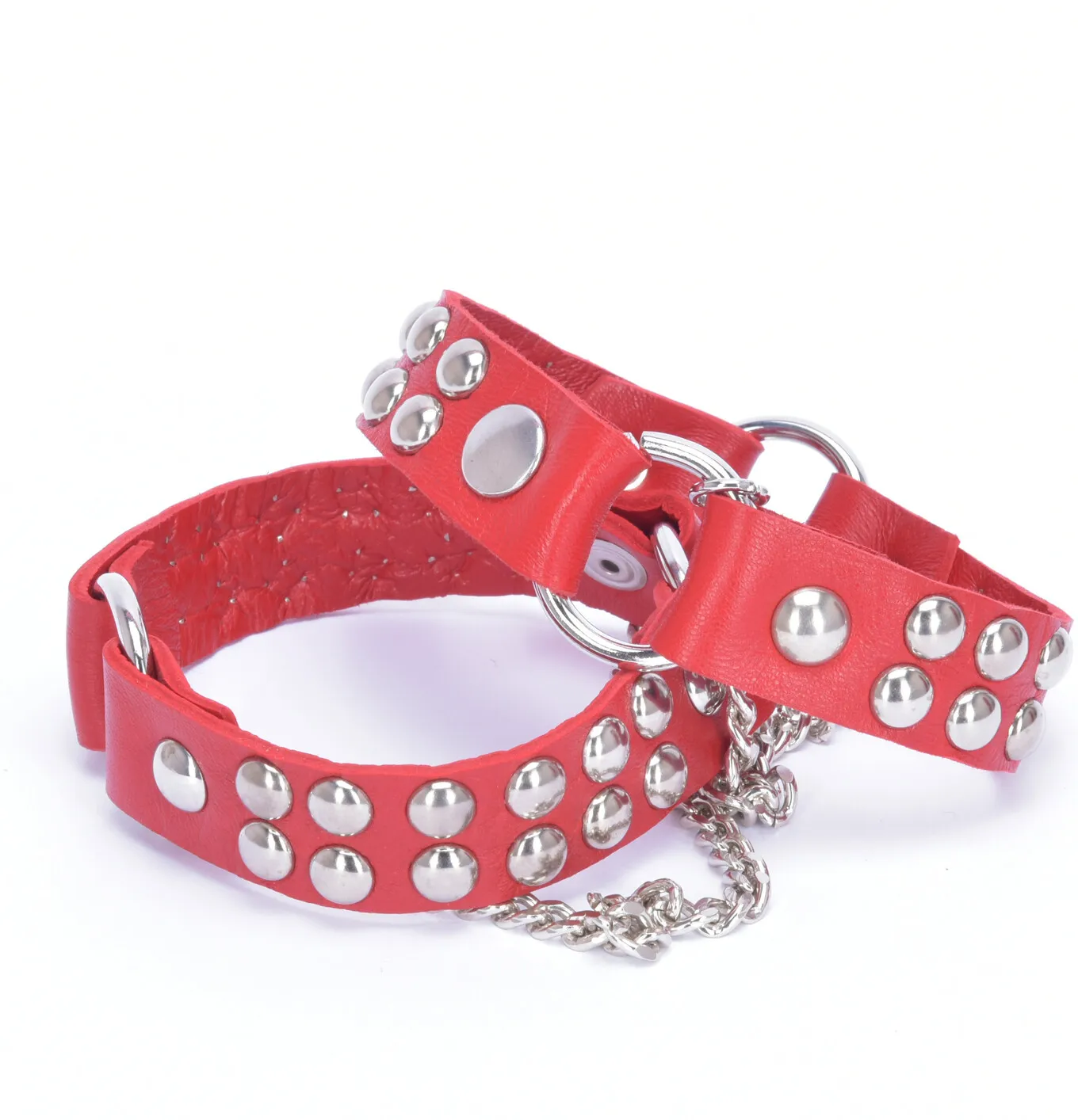 LEATHER BOOT BELT LEA - 2CM - SINGLE CHAIN - RED NAPPA