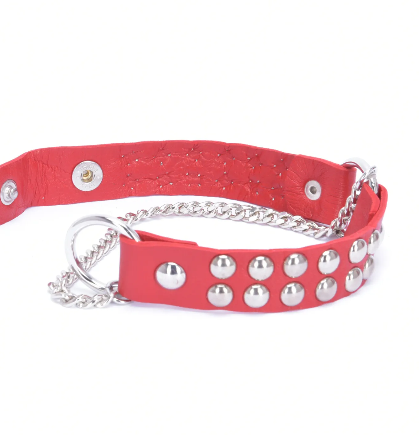 LEATHER BOOT BELT LEA - 2CM - SINGLE CHAIN - RED NAPPA