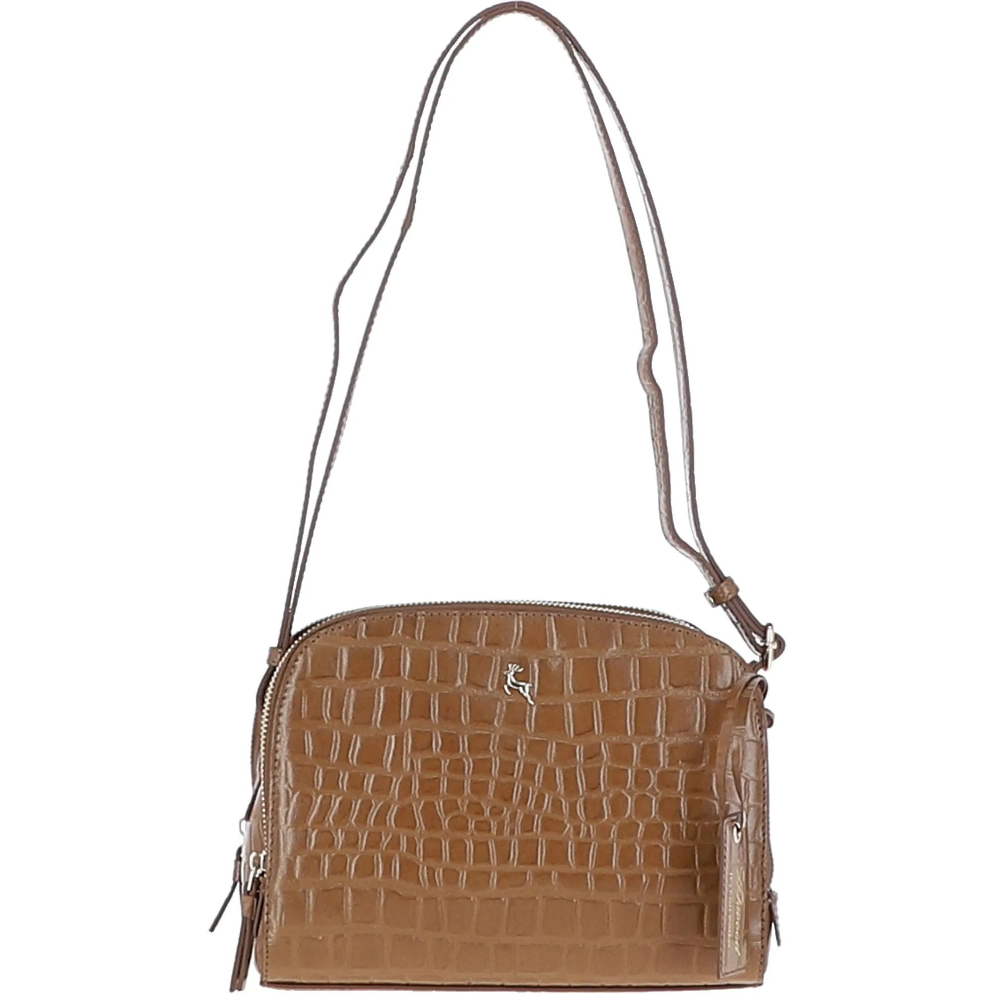 Leather Three Section Cross Body Bag Tan/croc: 63789 Croc