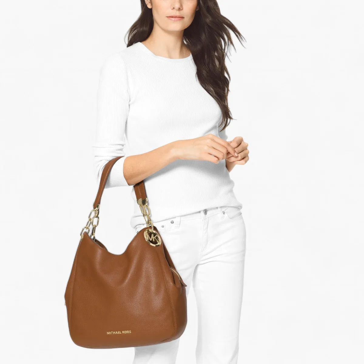 Lillie Large Pebbled Leather Shoulder Bag