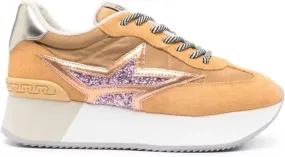 LIU JO sequin-detail panelled sneakers Orange