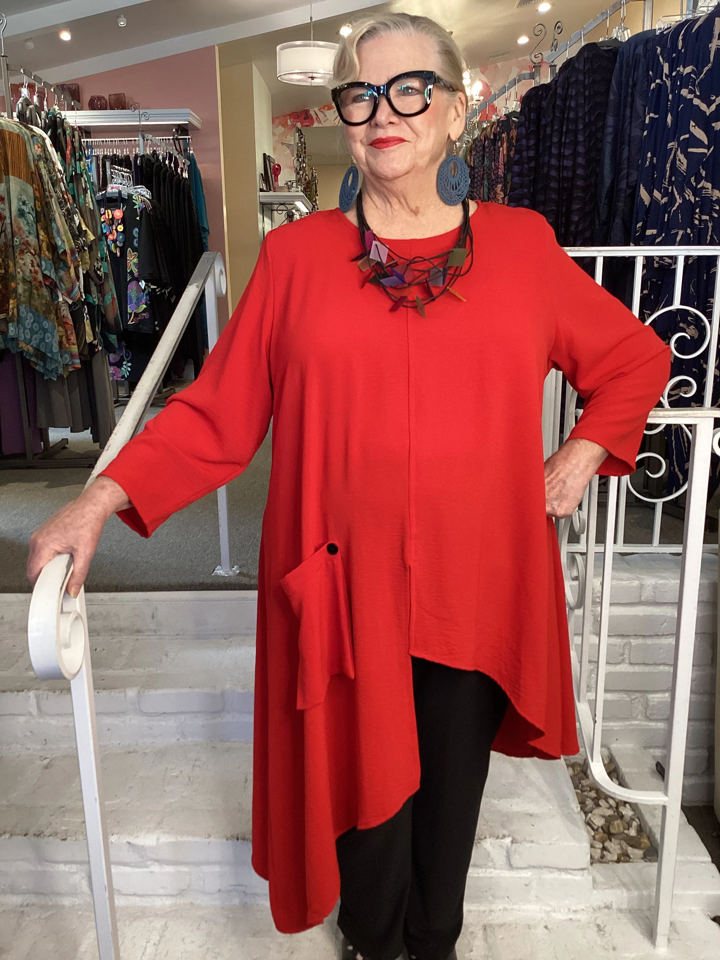 LONG ASYM TUNIC - RED