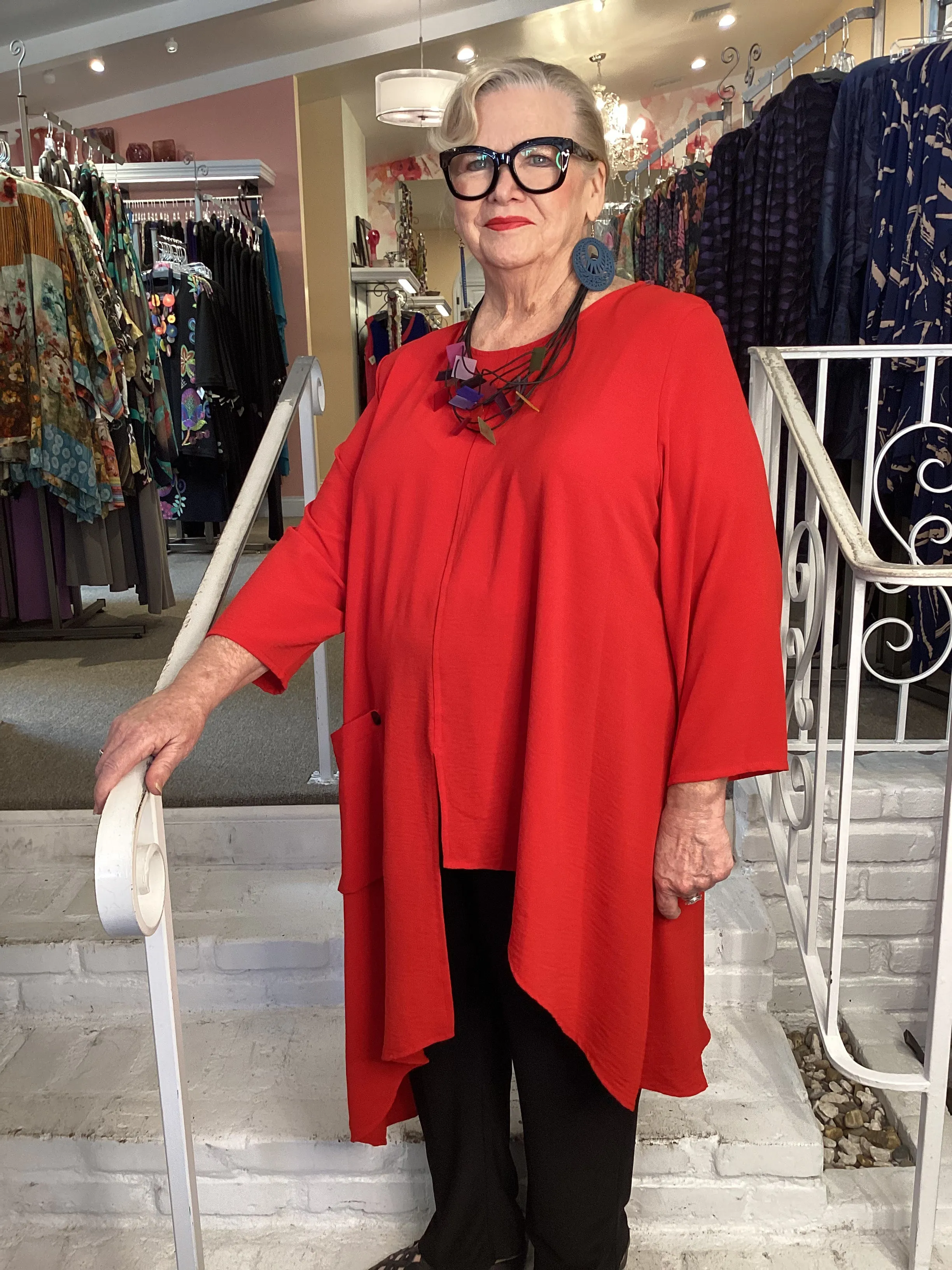 LONG ASYM TUNIC - RED