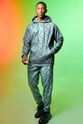 Man Ofcl All Over Print Hooded Tracksuit | boohooMAN UK