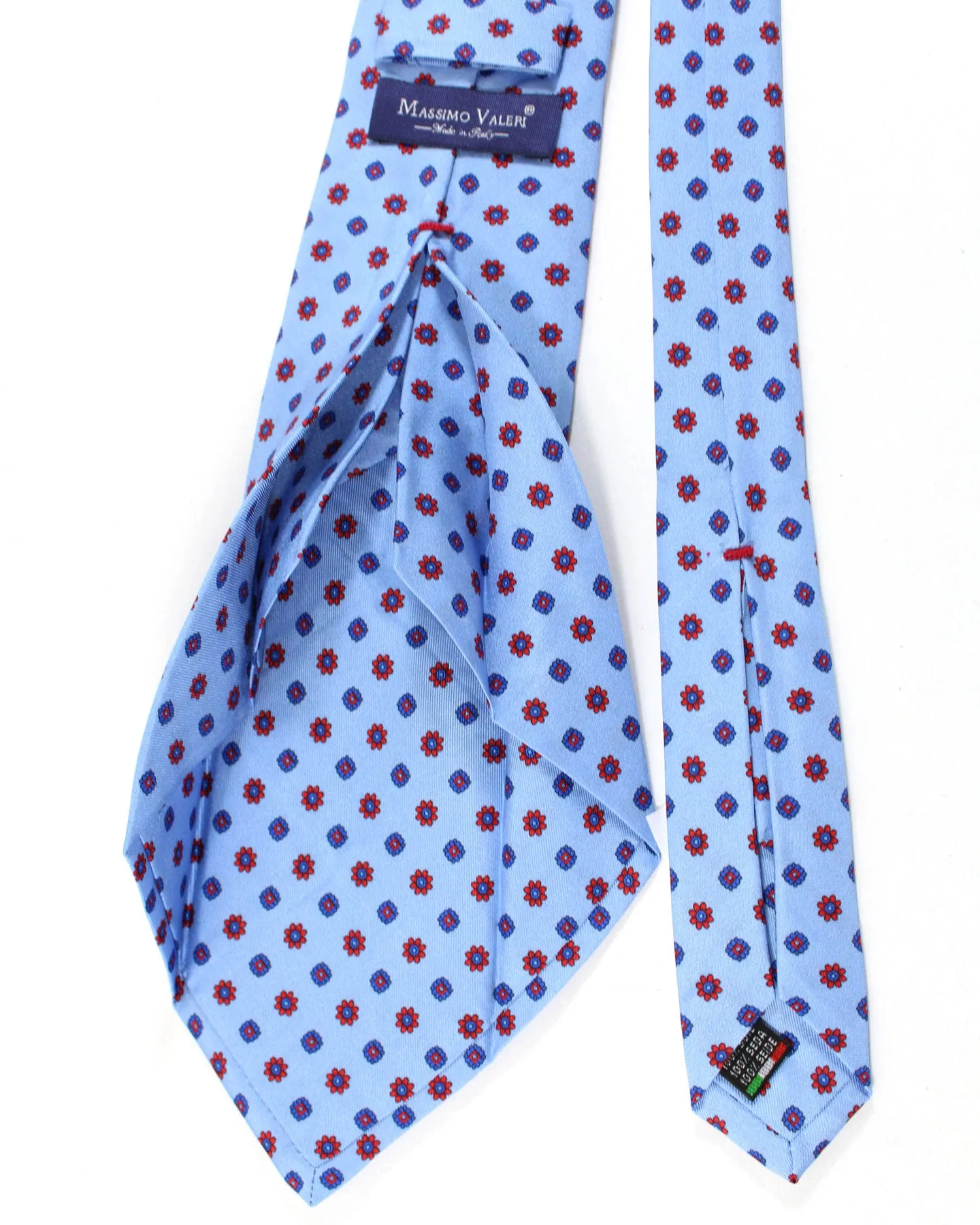 Massimo Valeri 11 Fold Tie Sky Blue Floral - Elevenfold Necktie