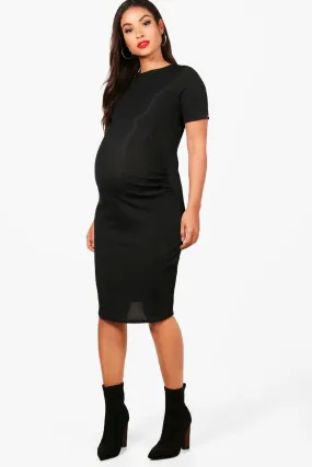 Maternity  Basic Rib Crew Bodycon Dress