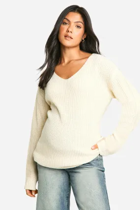 Maternity Knitted V Neck Jumper