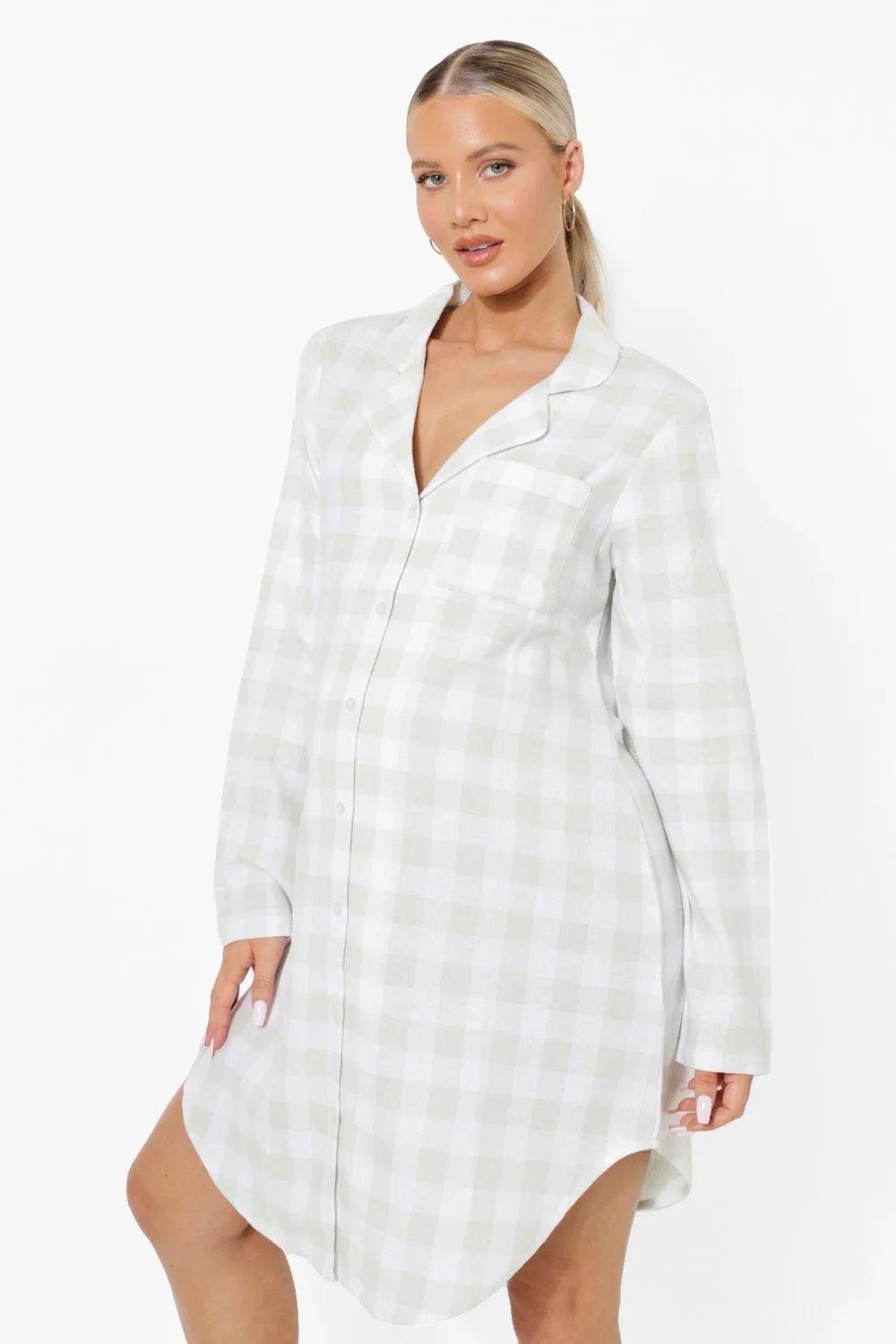 Maternity Pastel Flannel Night Shirt