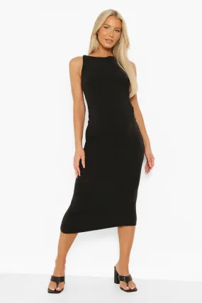 Maternity Racer Rib Twist Back Midi Dress