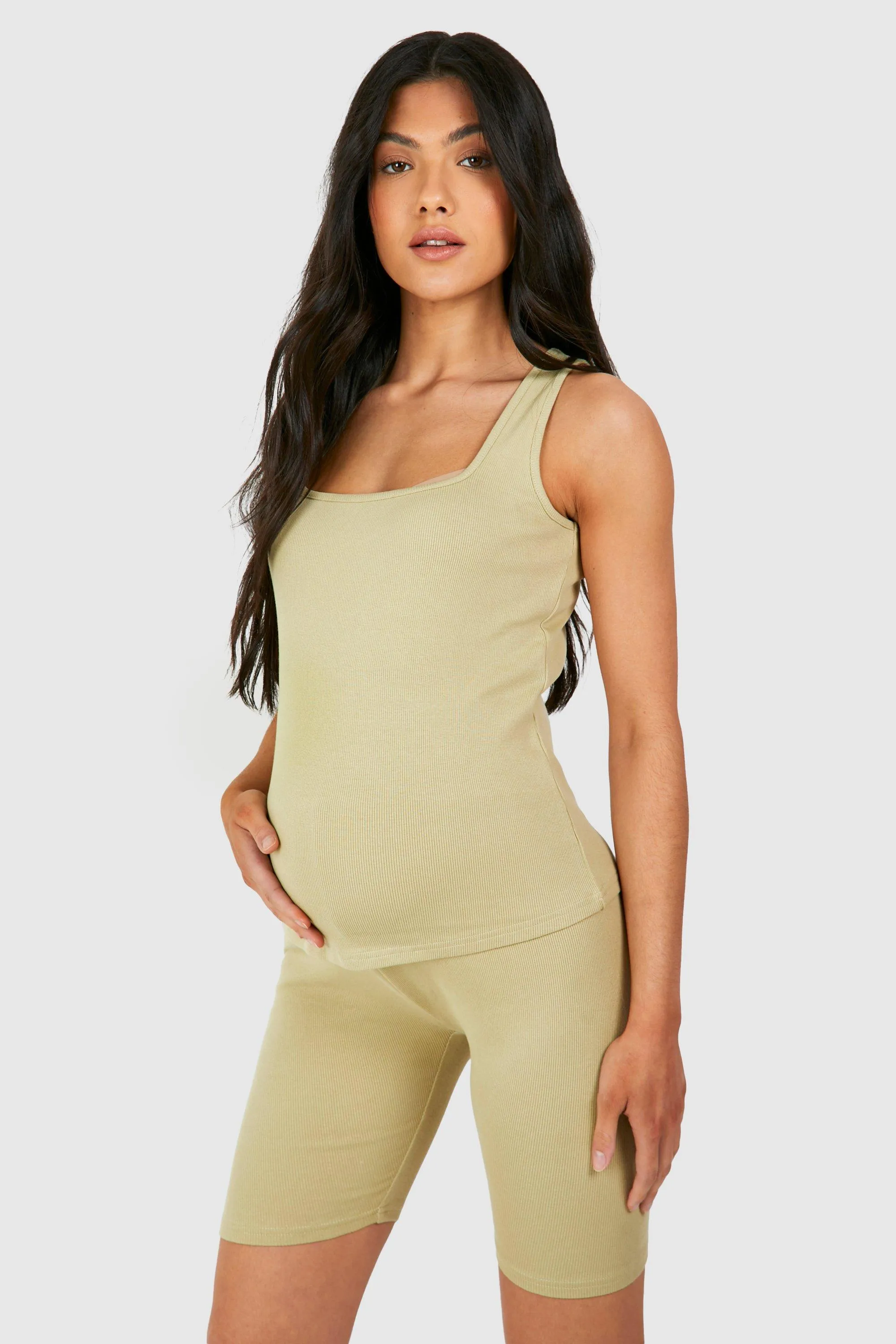 Maternity Ribbed Square Neck Tank Top Top