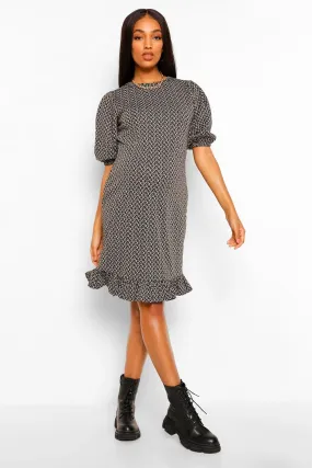 Maternity Shimmer Leopard Jacquard Smock Dress