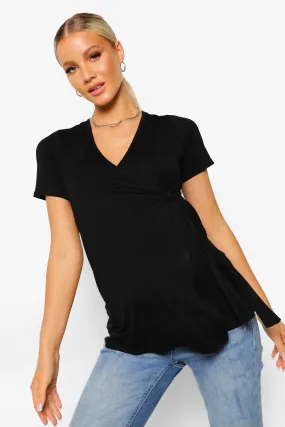 Maternity Short Sleeved Wrap Top