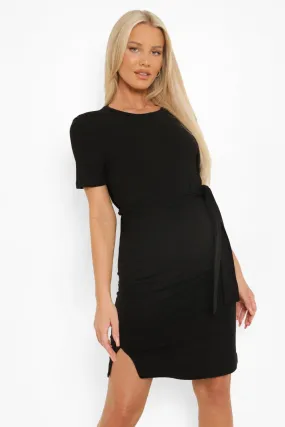 Maternity Tie Waist Mini Dress