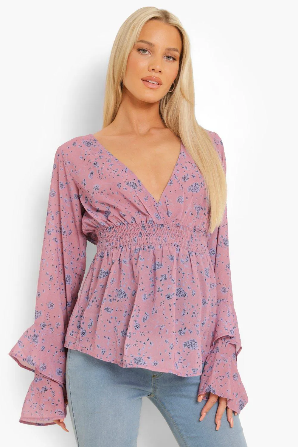 Maternity Woven Floral Print Ruffle Blouse