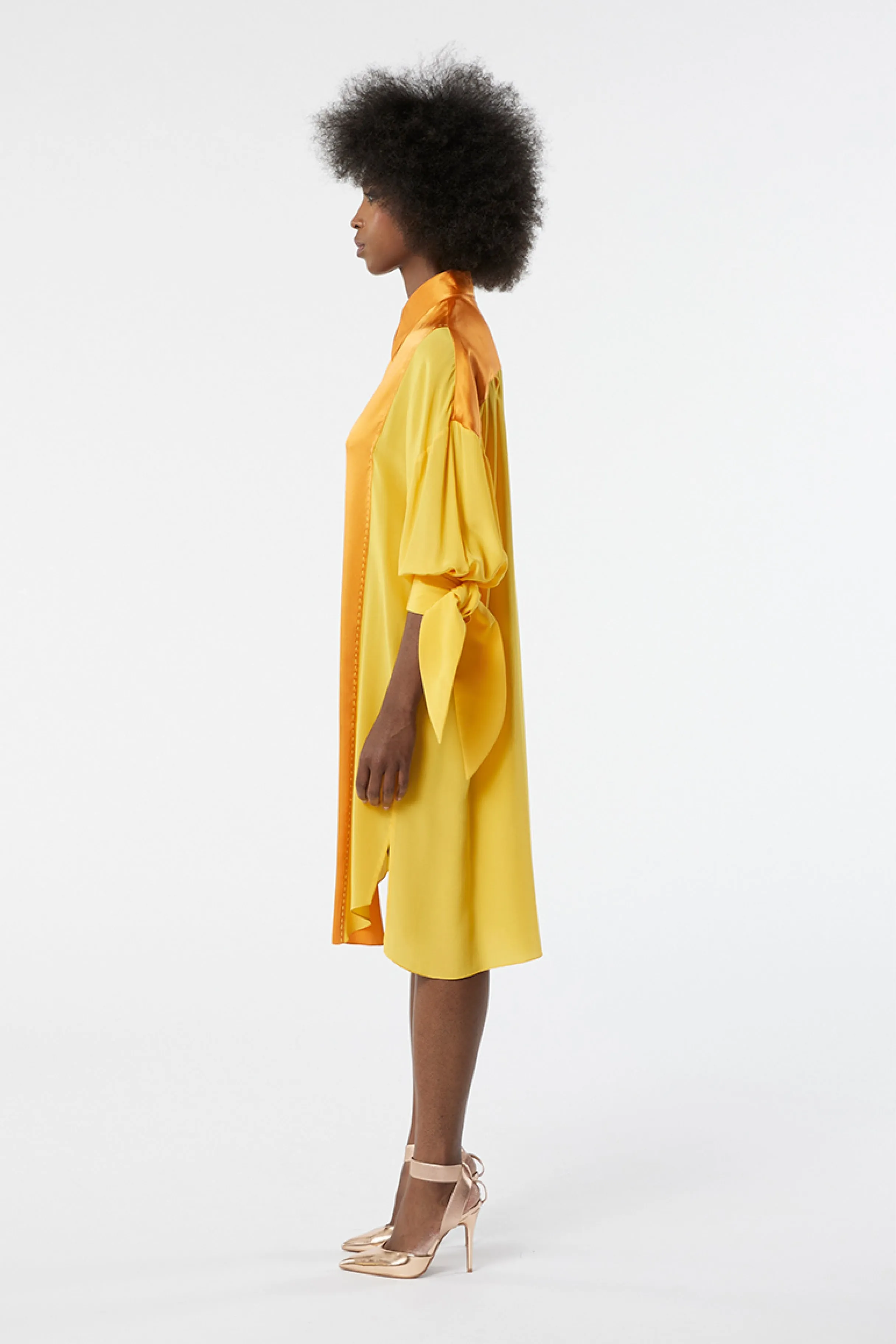 MERIDIAN yellow - silk tunic shirt