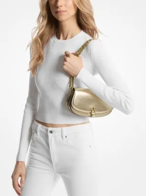 Mila Small Metallic Leather Shoulder Bag