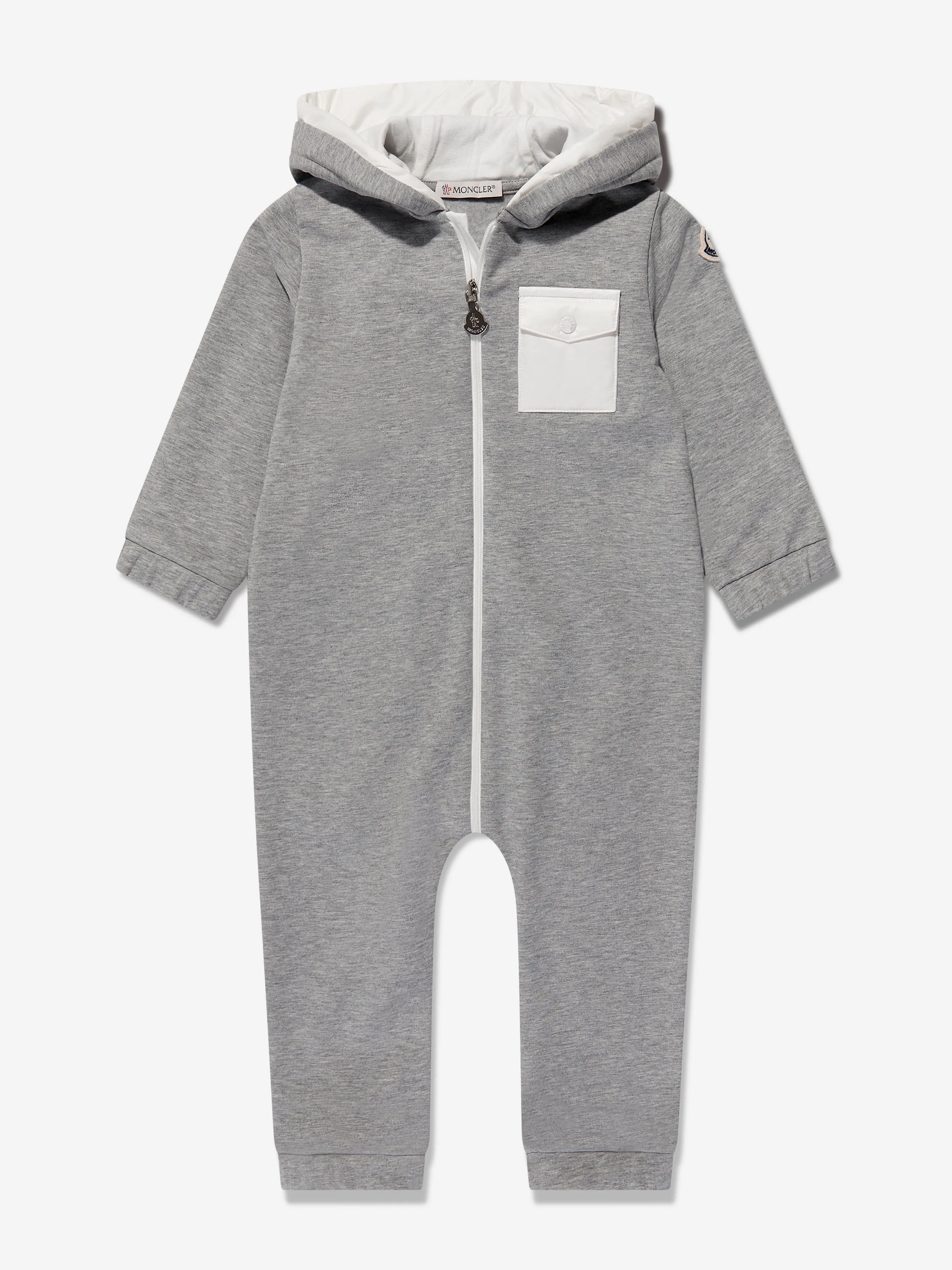 Moncler Enfant Baby Hooded Romper in Grey