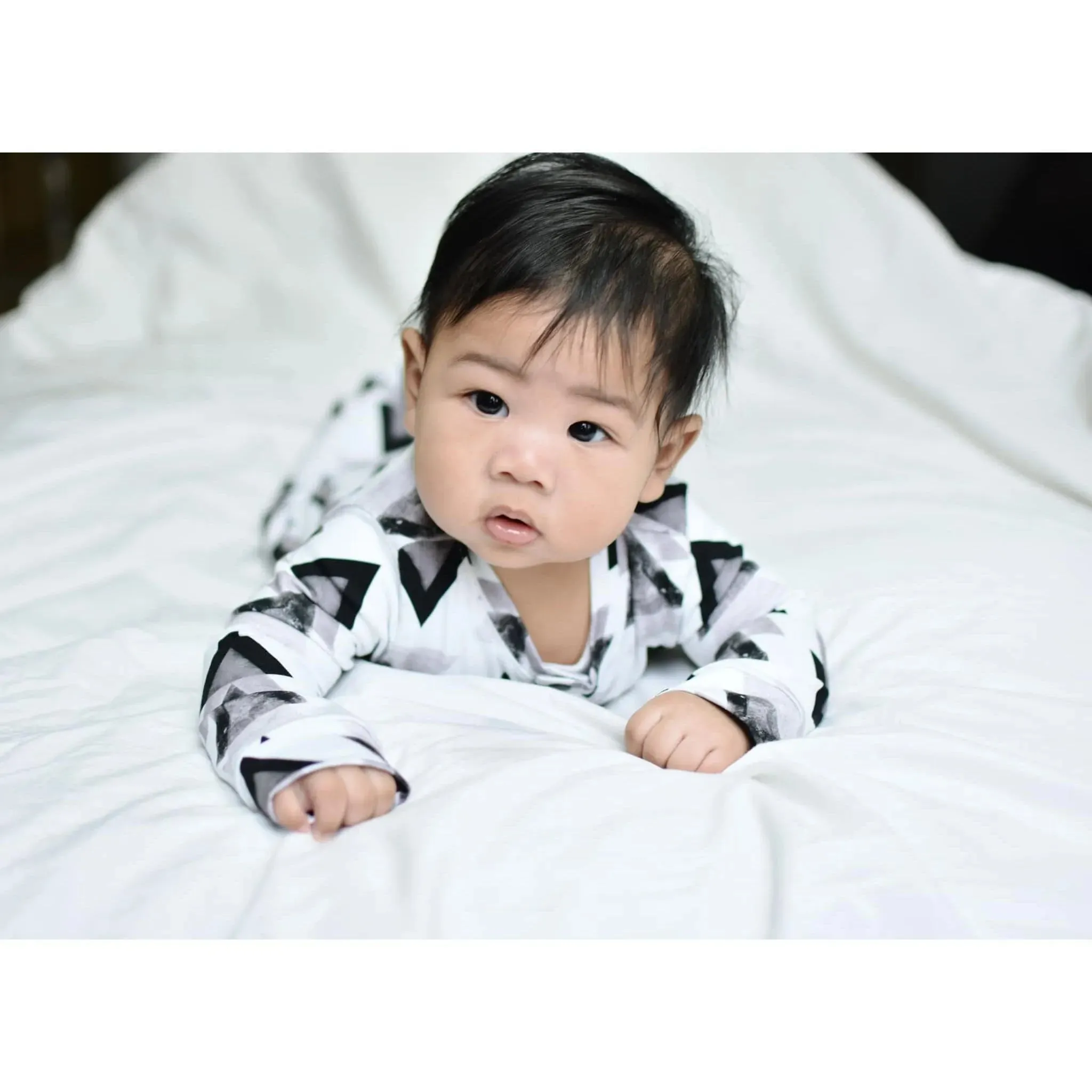 Monochrome Toddler & Baby Romper | Marble Tri Long Leg Popper Romper