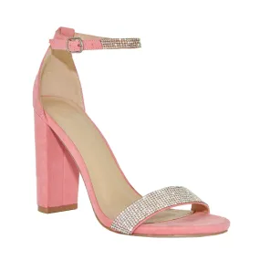 MORRIS-99 Rhinestone Ankle Strap Block Heel Sandals