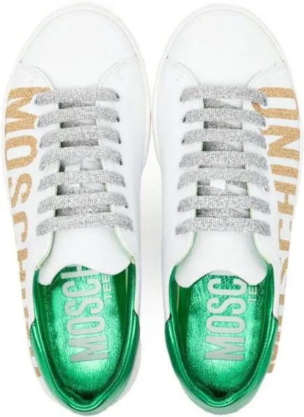 Moschino Kids logo-embellished glitter-detail sneakers White