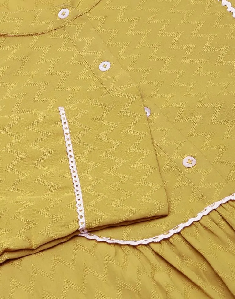 Musterd Yellow Self Woven Tunic Top