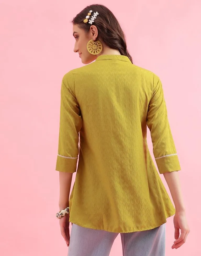 Musterd Yellow Self Woven Tunic Top