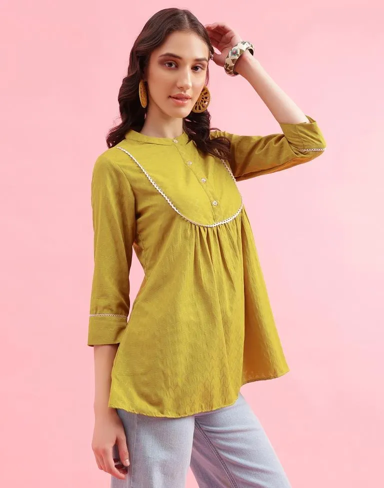 Musterd Yellow Self Woven Tunic Top