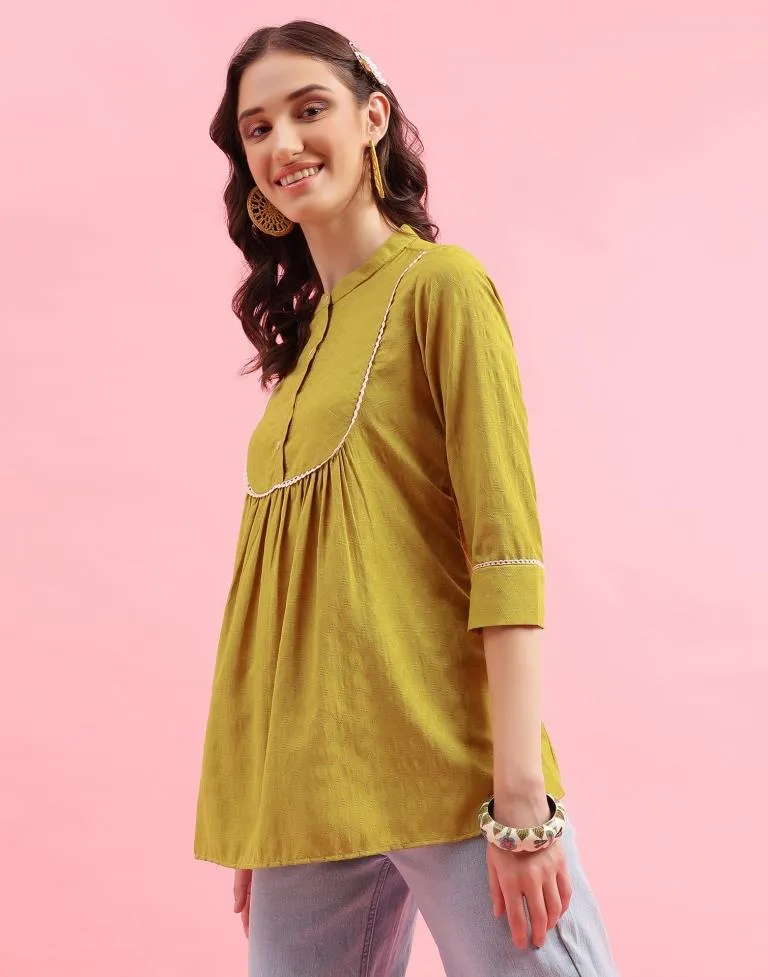 Musterd Yellow Self Woven Tunic Top