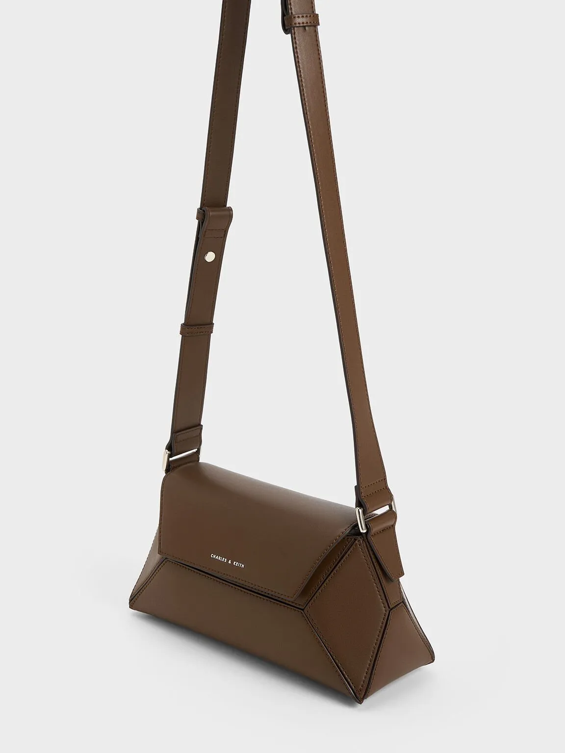 Nasrin Geometric Shoulder Bag - Dark Brown