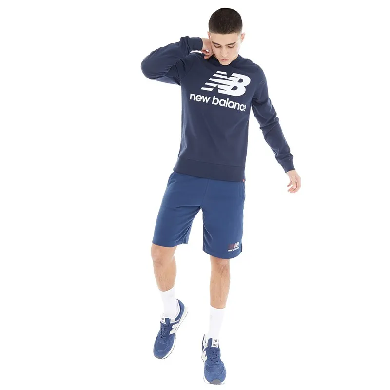 New Balance Mens Essentials Stacked Logo Sweatshirt Eclipse