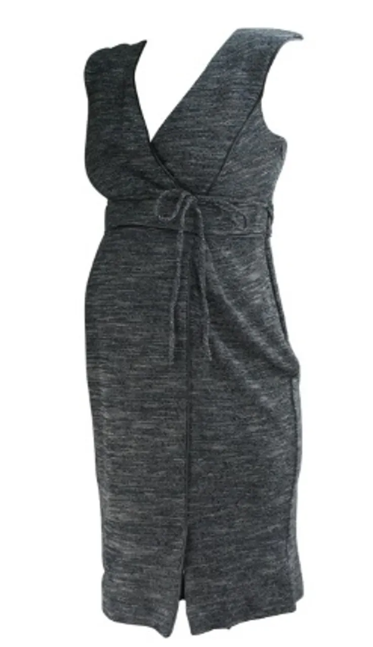 *New* Charcoal A Pea in the Pod Maternity Sleeveless Faux Leather Trim Maternity Dress (Size Small)