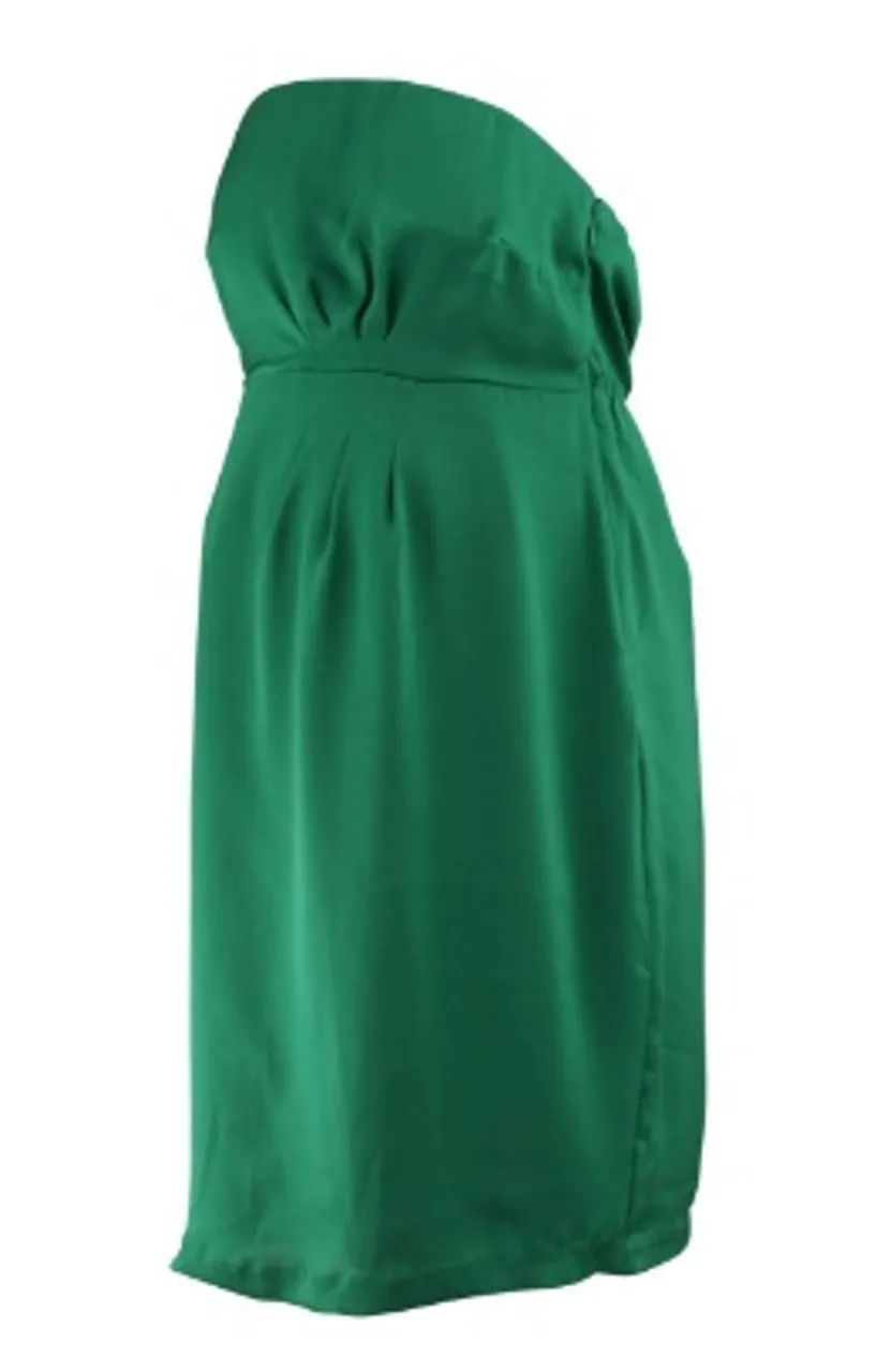 *New* Emerald Green A Pea In The Pod Maternity Satin Strap or Strapless  Pleated Maternity Dress