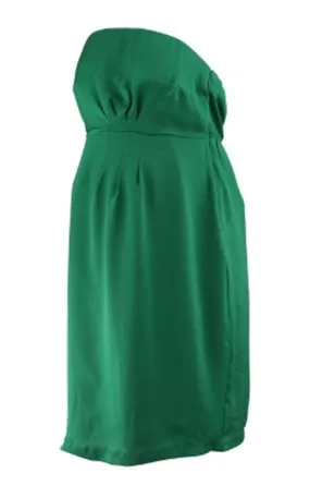 *New* Emerald Green A Pea In The Pod Maternity Satin Strap or Strapless  Pleated Maternity Dress