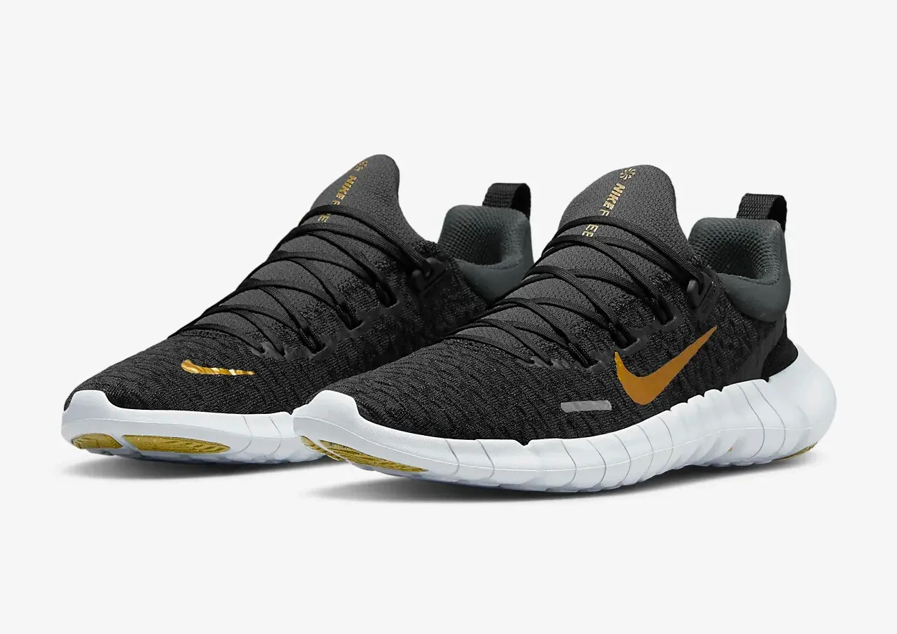 Nike Free Run 5.0 Black White Metallic Gold CZ1891-005