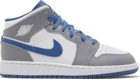 NIKE  JORDAN 1 MID TRUE BLUE CEMENT (GS)