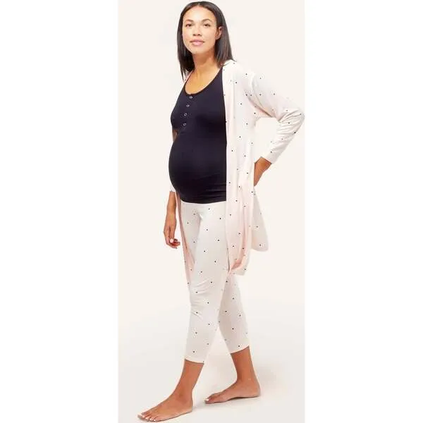 NOM Maternity Women's Second Skin Maternity Robe, Dots