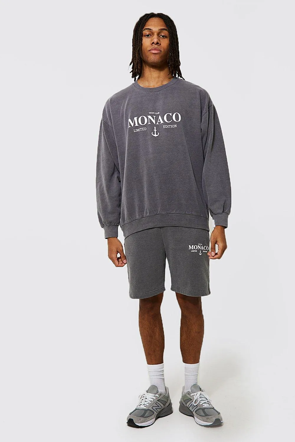 Oversized Monaco Sweatshirt Short Tracksuit | boohooMAN UK