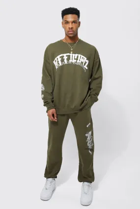 Oversized Official Graphic Sweatshirt Tracksuit | boohooMAN UK